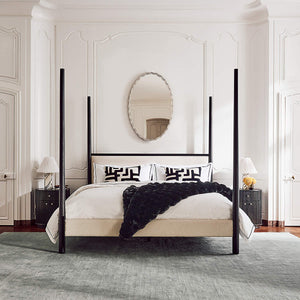 Acata 4-Poster Black wood upholstered Bed