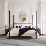 Acata 4-Poster Black wood upholstered Bed