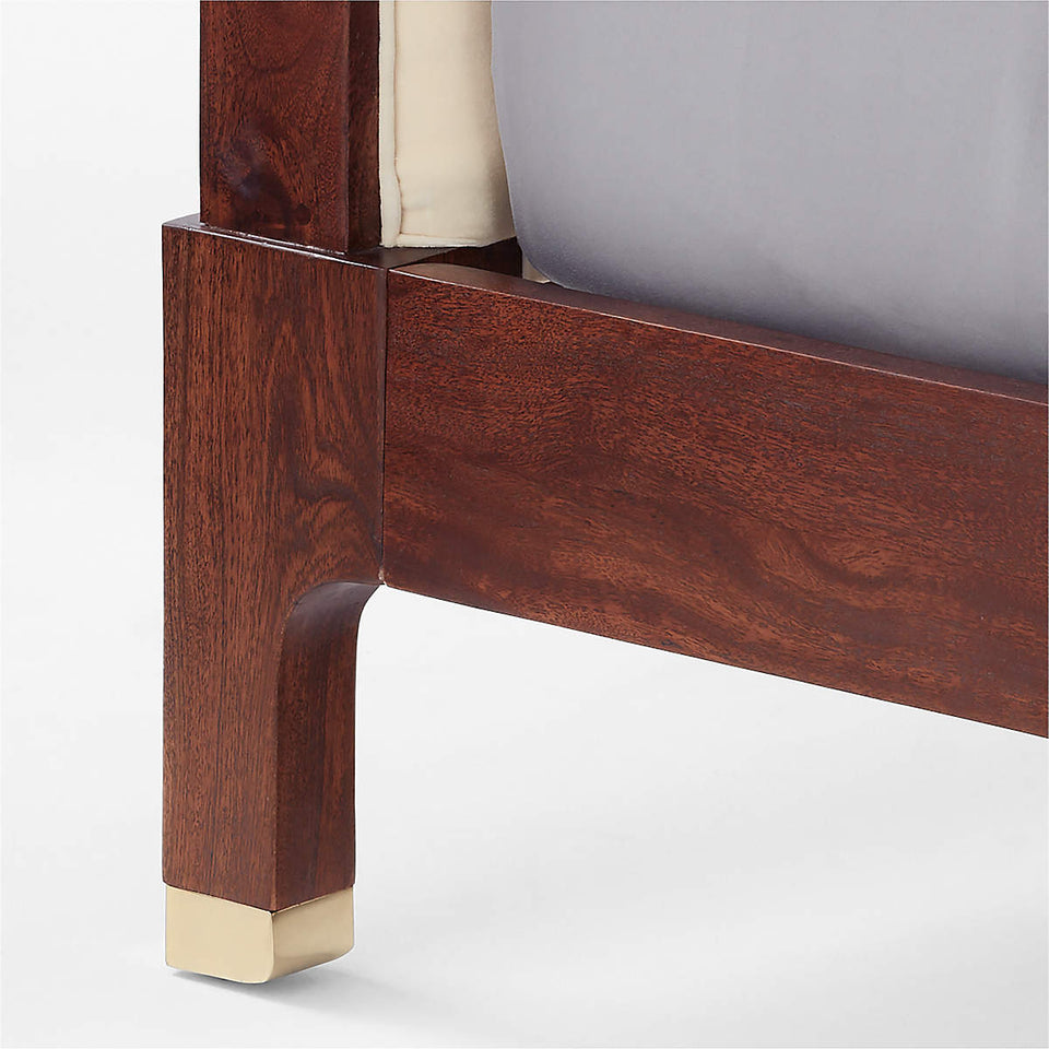 Crosby Tufted White Velvet Bed (Shisham wood)