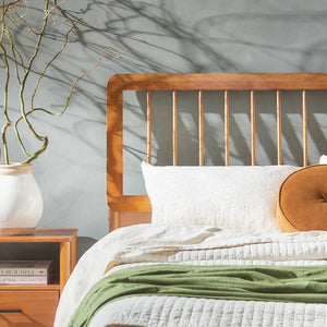 Mid Century Slatted Solid wood Bed