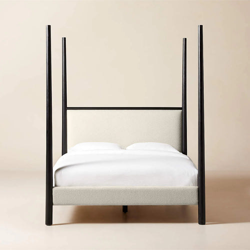 Acata 4-Poster Black wood upholstered Bed