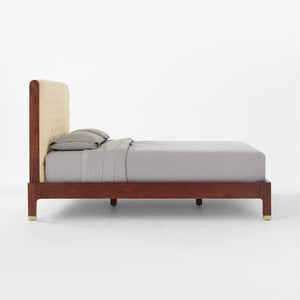 Crosby Tufted White Velvet Bed (Shisham wood)