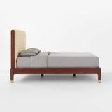 Crosby Tufted White Velvet Bed (Shisham wood)