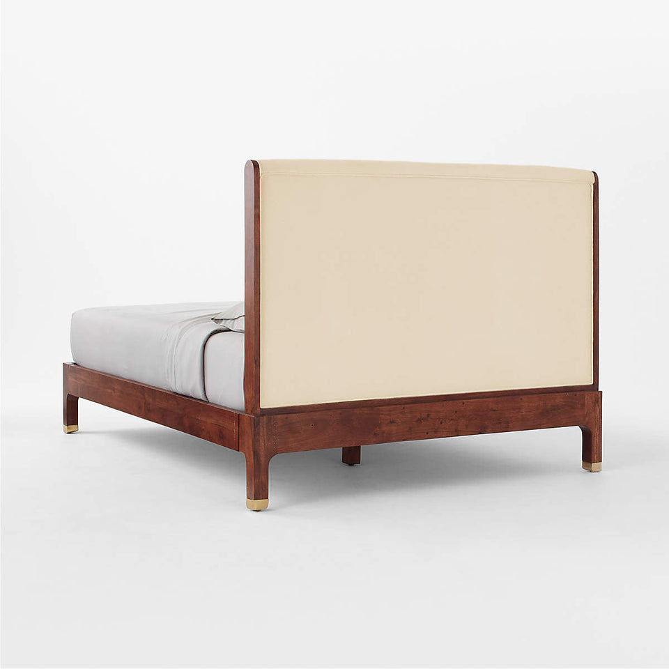 Crosby Tufted White Velvet Bed (Shisham wood)