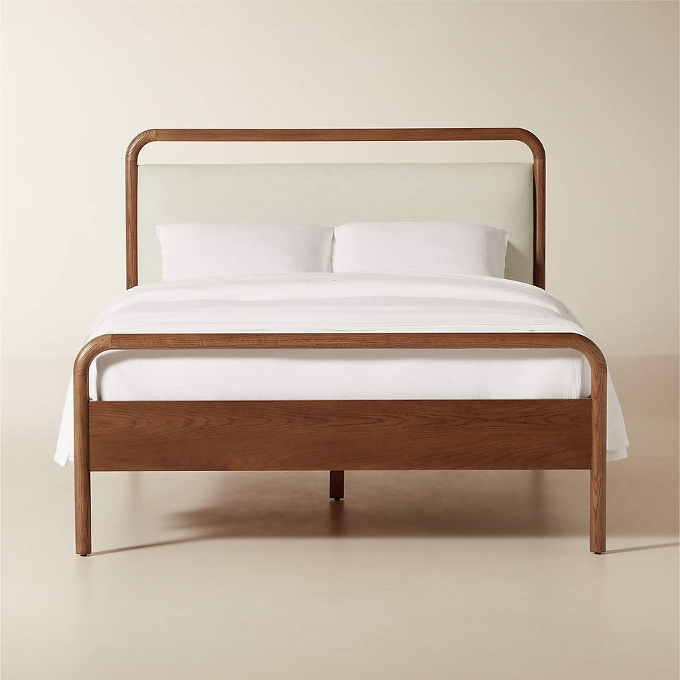 Kamari Acacia wood upholstered bed