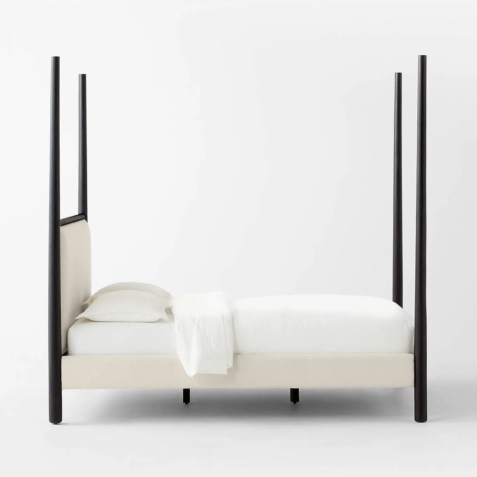 Acata 4-Poster Black wood upholstered Bed