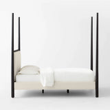 Acata 4-Poster Black wood upholstered Bed