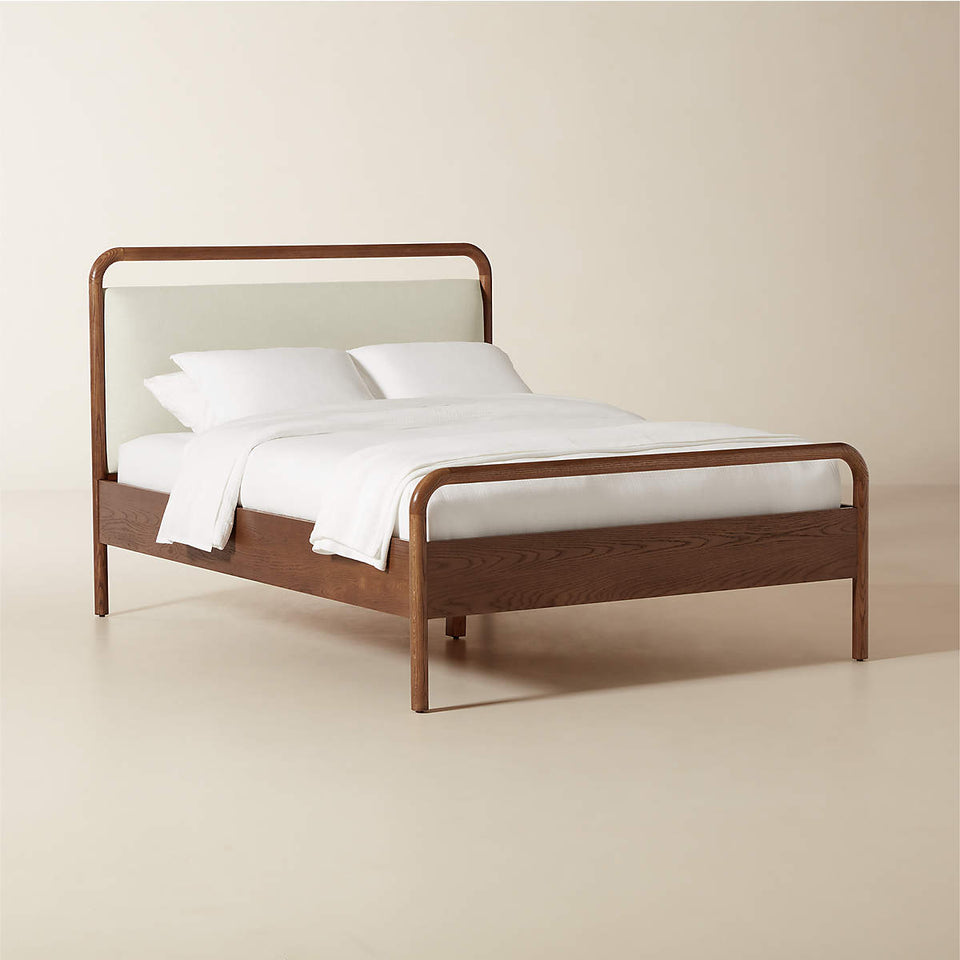 Kamari Acacia wood upholstered bed
