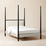 Acata 4-Poster Black wood upholstered Bed