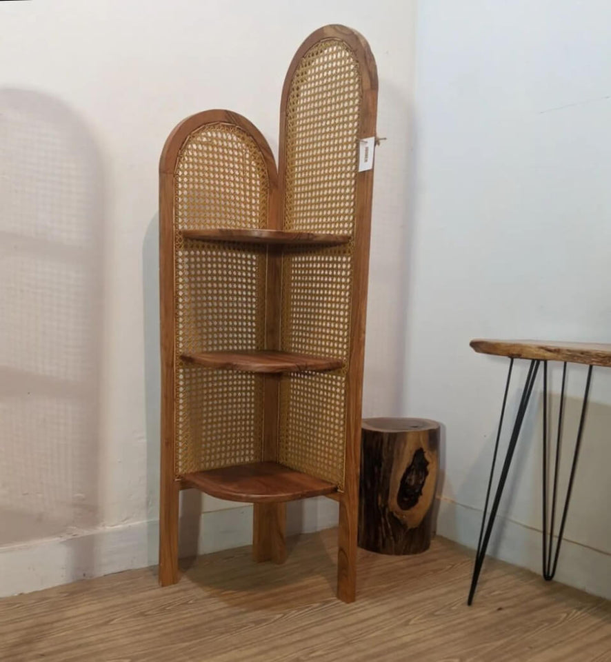 Rattan Corner Shelves