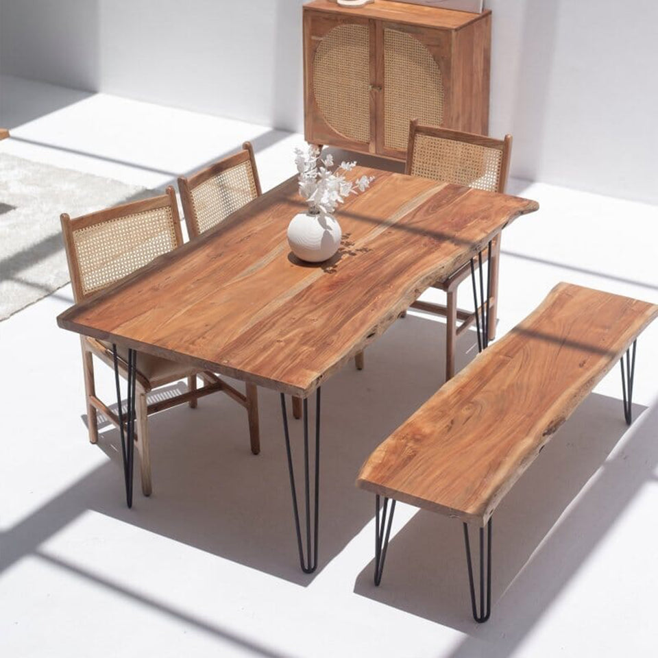 Acacia Live Edge Dining Table with Bench(without Chairs)